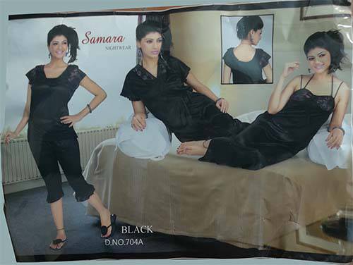 Samara Black Night Wear 4PC – 704A in Pakistan - Spray.pk